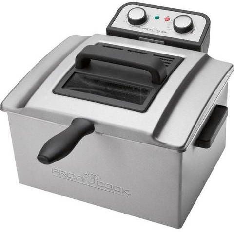 ProfiCook Double Fryer | Deep Fryer with 2 Small & 1 Large Basket | Double Fryer with Cold Zone Technology | 5 Litre Capacity Deep Fryer | Removable Stainless Steel Tray | PC-FR 1038